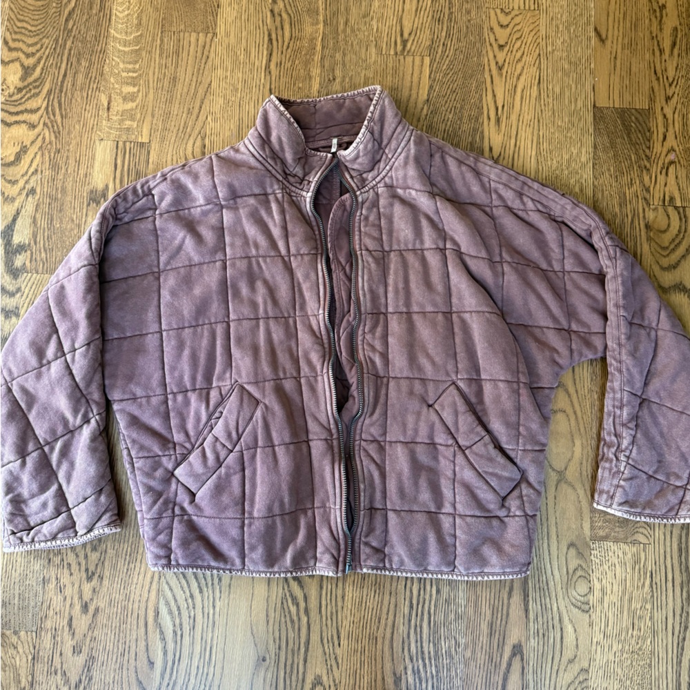 Free People Dolman Quilted Knit Jacket Mauve | Size Small